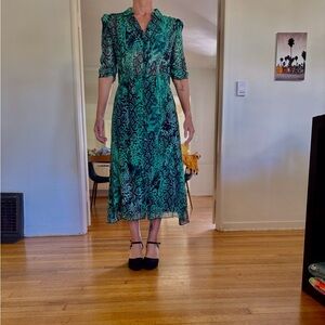 ba&sh green Snake Print maxi Dress